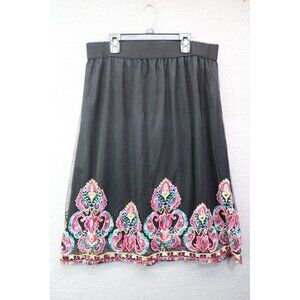 Mesh Sheer Embroidered Skirt by Magic-Size 2X-Whimsigoth-Boho